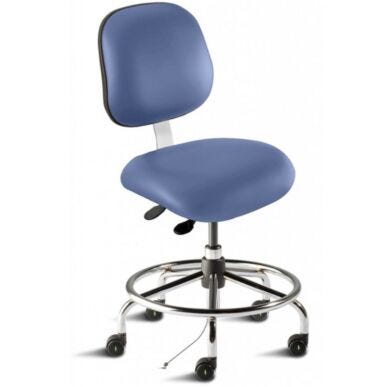 Biofit Microcon Blue Elite EES-L-RK ISO 8 ESD Cleanroom Chair with footring for electrostatic control applications; desk height #EES-L-RK-T-XF-XA-ISO8KMBL  |  2809-17 displayed