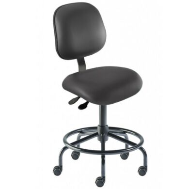 Black Elite EES-M-RC ISO 7 Cleanroom Chair by Biofit with footring, steel base and powdercoat finish; bench height #EES-M-RC-T-XF-XA-ISO7-P28540  |  2809-40 displayed