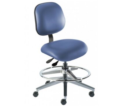 Blue Elite EEW-M-RC ISO 7 Cleanroom Chair by Biofit with an aluminum base and a powdercoat finish; bench height #EEW-M-RC-T-AFP-XA-ISO7-06-P28542  |  2809-46 displayed
