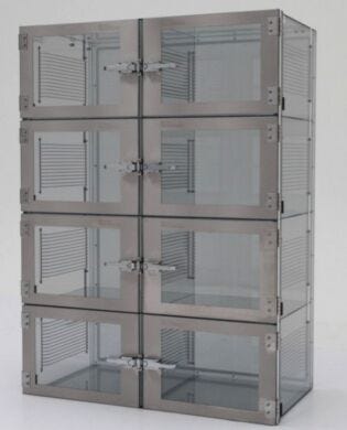 Adjust-A-Shelf ESD-safe desiccator cabinet, static-dissipative PVC, 8 chambers with adjustable shelving  |  3950-03D displayed