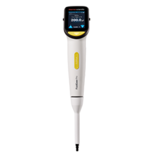 Large touchscreen user interface of FluidEase Pro and secure Clip Tip of 1-Channel Pipette, 5-200 µL by Thermo Scientific, 4674030