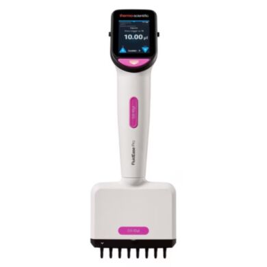 Large touchscreen user interface of FluidEase Pro and secure ClipTip of 8-Channel Electronic Pipette, 0.5-10 µL by Thermo Scientific, 4676010