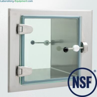 Pass-through utilizes a pivoting bar latch with large ergonomic handle on each door that rotates into the catcher | 2627-PP-01 displayed