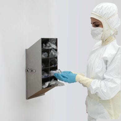 BioSafe® stainless steel 10-compartment safety glasses holders  |  4949-09 displayed