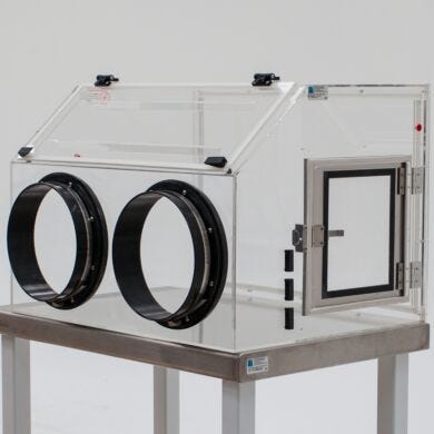 Static-Dissipative PVC ValuLine™ Portable Glovebox maintains a low-humisity environment to protect moisture-sensitive parts  |  3308-52 displayed