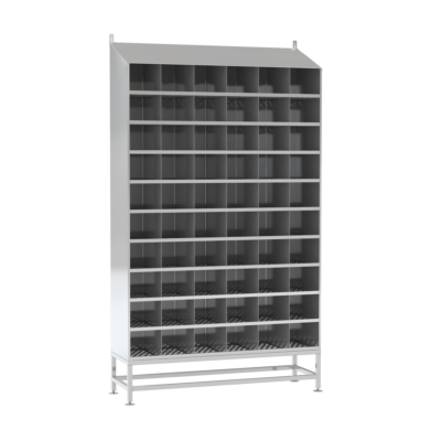 Stainless steel cabinet for storage of tools, hardware, and components rated to at least ISO 6  |  9595-02 displayed