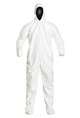 Tyvek white IsoClean hooded coverall; available in M, L, XL, 2XL, and 3XL  |  1851-10 displayed
