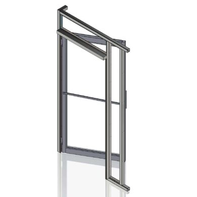 Inward swinging left-handed door assembly; default door configuration for ValuLine hardwall cleanrooms.  |  6710-14A-L-PC-VL displayed