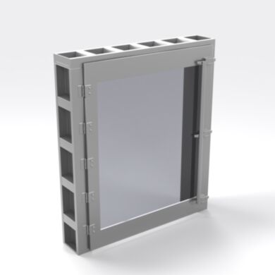 Engineered to UL leak-rated standards, this pass-through window maintains a secure seal that supports cleanroom pressure differentials  |  1704-03 displayed