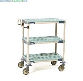 Compact three-shelf polymer cart for maximized vertical storage in tight spaces | 1403-05 displayed