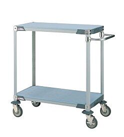 Solid-shelf laboratory cart with ergonomic handle for transporting instruments and supplies  |  1403-20 displayed