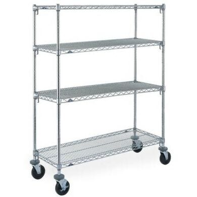 Metro Super Adjustable Super Erecta 4-shelf industrial wire shelving stem caster cart, steel