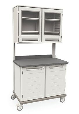 Starsys mobile work center with epoxy resin top, locking base and overhead cabinets  |  1311-33 displayed