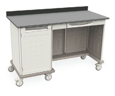 Starsys mobile work center with epoxy resin top, kneewell and locking doors  |  1311-35 displayed