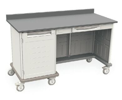 Starsys mobile work center with epoxy resin top, kneewell and locking doors  |  1311-37 displayed