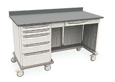 Starsys mobile work center with epoxy resin top, kneewell and standard drawers  |  1311-38 displayed