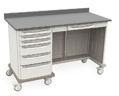 Starsys mobile work center with epoxy resin top, kneewell and standard drawers  |  1311-39 displayed