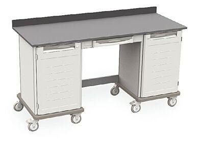 Starsys mobile work center with epoxy resin top, kneewell and locking doors  |  1311-42 displayed