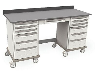 Starsys mobile work center with epoxy resin top, kneewell and standard drawers  |  1311-43 displayed