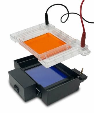 MyGel InstaView Gel Tank with Blue LED Illuminator accommodates one large (10.5x10cm) or one small (10.5x6cm) gel tray available in 120V and 230V models