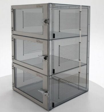 Adjust-A-Shelf nitrogen storage cabinet, static-dissipative PVC, 3 chambers with adjustable shelving  |  3950-12D displayed