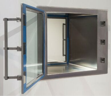 ISO 4 BioSafe® Pass-Through uses lift-off, autoclavable doors with inert polyurethane bio-seals - ideal for aseptic processes  |  2636-75C displayed