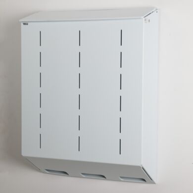 Polypropylene glove holder with 3 compartments, wall mount design and no catch basin, 24