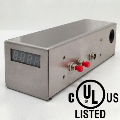 Smart® Module with LED display and gas inlet automatically monitors and maintains low-RH set point to conserve nitrogen  |  1911-30B-VL displayed