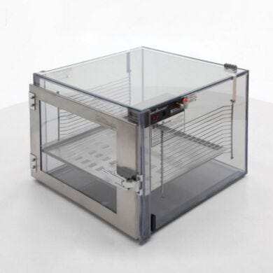 Smart nitrogen desiccator cabinet in static-dissipative PVC features automatic humidity control, stainless steel door frame, and shelf rack