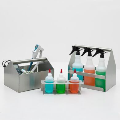 Terra's 304 stainless steel cleanroom supply holders offer versatile compartment sizes for your cleanroom needs  |  4005-PP-05 displayed