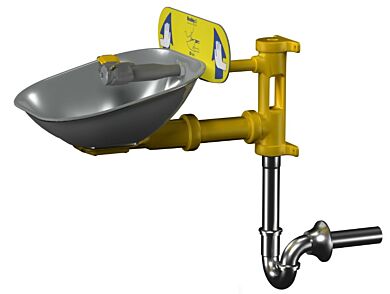 Stainless Steel Halo Bowl Eyewash operated by push handle providing optimal wash