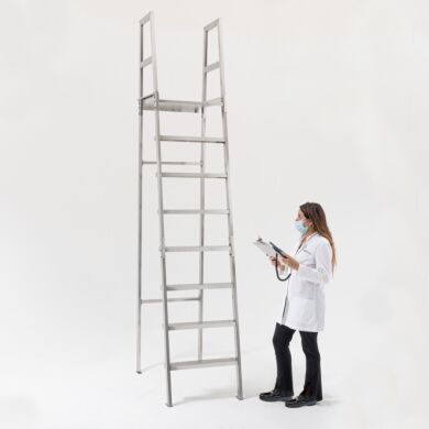Stainless Steel 90° Ladder Platform with safety rails