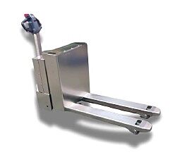 Built for demanding sanitary environments, SuperLift's stainless steel pallet truck delivers reliable heavy-duty material transport for food process  |  1735-21 displayed