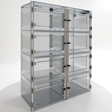 ValuLine® static-safe desiccator cabinet, static-dissipative PVC, 8 chambers with adjustable shelving  |  3949-39C displayed