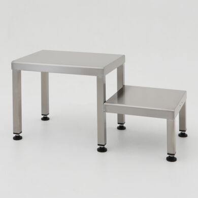 Two level gowning bench helps minimize unnecessary bending; ideal for cleanroom gowning procedures while sitting to put on or remove coveralls and footwear  |  1530-35A displayed