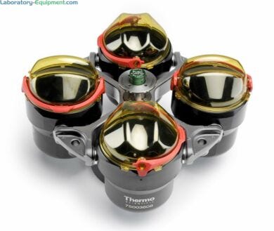 Accommodates round or rectangular buckets with multiple adapters as well as microplate carriers  |  1537-19A displayed