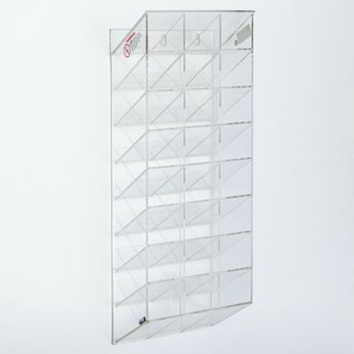 Wall-mounted acrylic ValuLine® safety glasses holders saves space and organize safety glasses  |  4951-21A displayed
