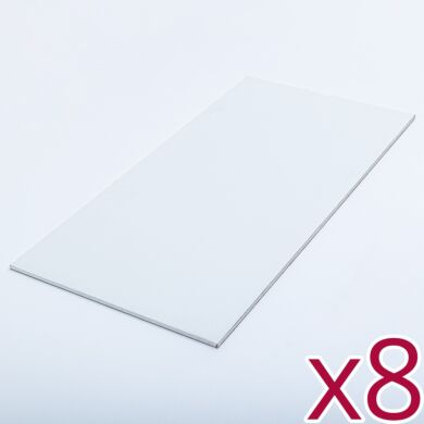 Vinyl laminate face of gypsum ceiling panel eliminates additional finishing; case of 8