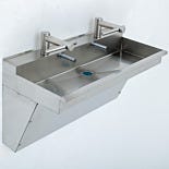 Wall-Mount Sink, BioSafe®, ADA Compliant, 2 Dyson Airblade Faucets, 304 or 316L SS, Stainless Steel Finish Faucets, 48