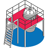 90° Stainless Steel Ladder to Access Process Equipment and Storage Vessels