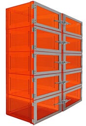 Desiccator; Adjust-A-Shelf™, Amber Acrylic, 10 Chambers, 46