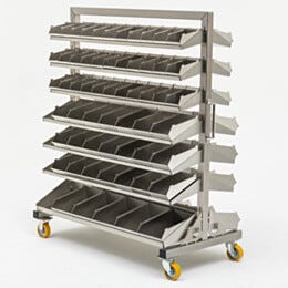 Mobile Storage Rack; Bins, 304 or 316L SS, 50