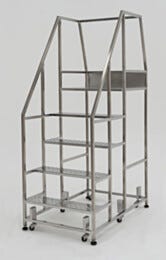 Mobile Step Ladder; Diamond Plated, Non-Continuous Welded, 5 Steps, 304 or 316 SS, 30