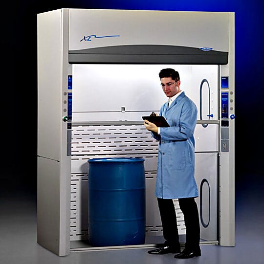 Labconco’s Walk-In Fume Hoods offer a significant increase in height that allows bulky containers or racks to be placed within the fume hood  |  3651-68 displayed
