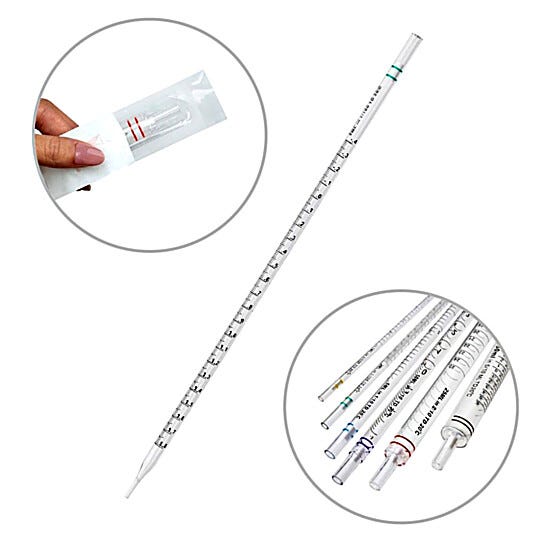 The 2mL green serological pipette has paper/plastic packaging