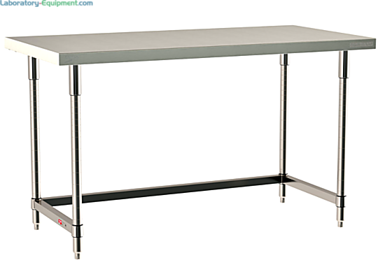 All 304 Stainless Steel TableWorx Work Tables with 3-Sided Frame by Metro for lab, electronics, pharma and general science applications; size and mobile options | 1544-PP-01 displayed