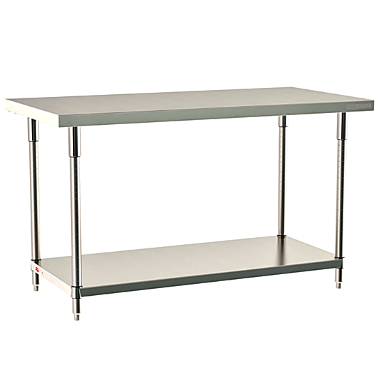316 Stainless Steel TableWorx Work Tables with 304 SS Legs and Under Shelf by Metro ideal in cleanrooms and biopharma applications; sizes and mobile options | 1543-PP-03 displayed