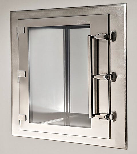 CleanMount® CleanSeam™ flush-mount pass-through features rounded, seamless interior; ideal for strict sterilizing protocol