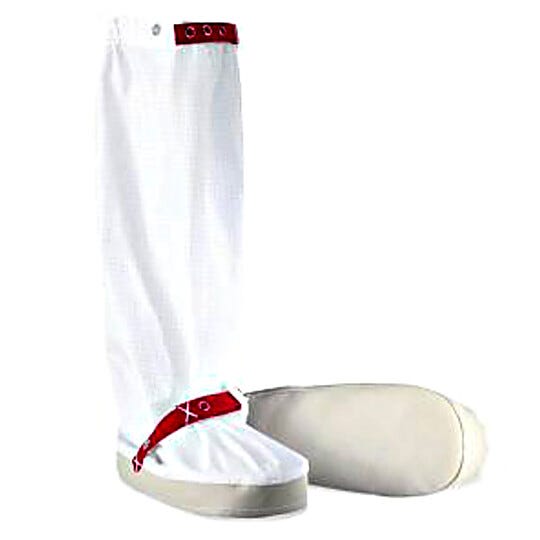 Uniform Technology's cleanroom boots shown with red straps