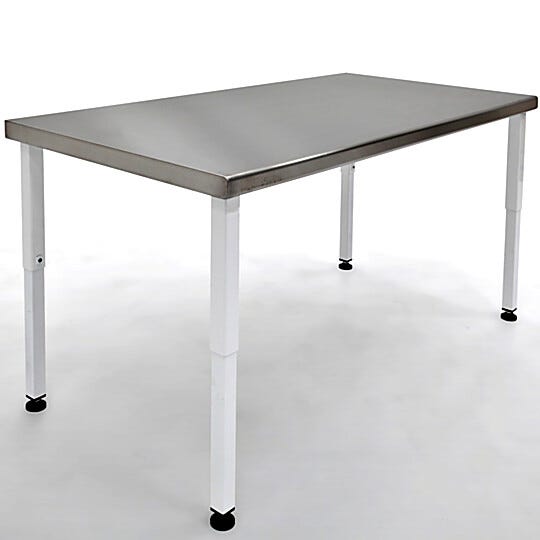 Solid stainless steel top with a power-coated steel base and telescoping legs | 1751-00 displayed